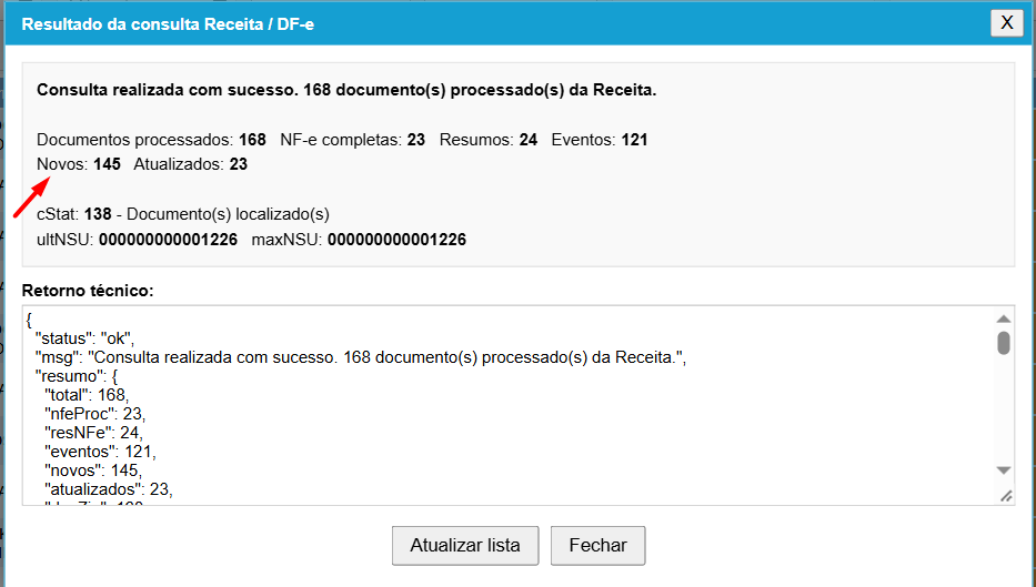 Processamento final das notas fiscais