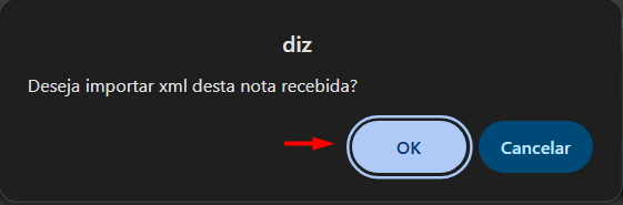 Confirmação de importação do XML