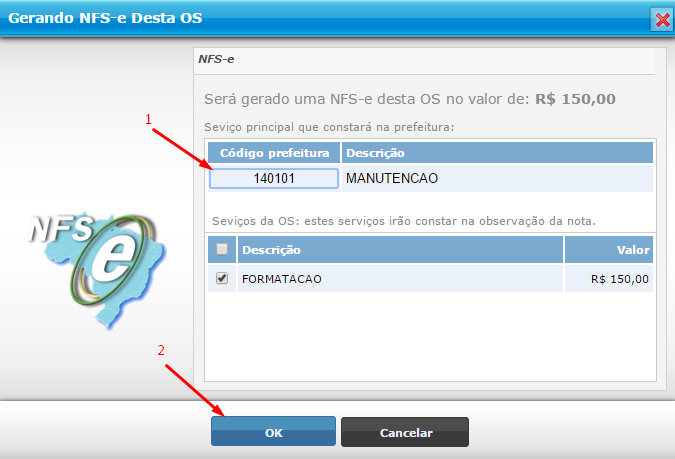 Preenchimento do código de serviço da prefeitura para emissão de NFS-e